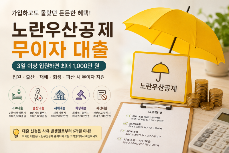 노란우산공제 무이자 대출, 3일 이상 입원하면 최대 1,000만 원