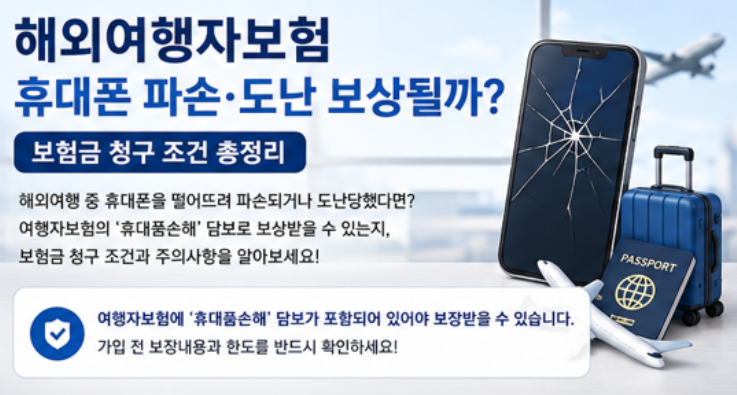 해외여행자보험 휴대폰 파손·도난 보상될까? 휴대품손해 보험금 청구 조건 총정리
