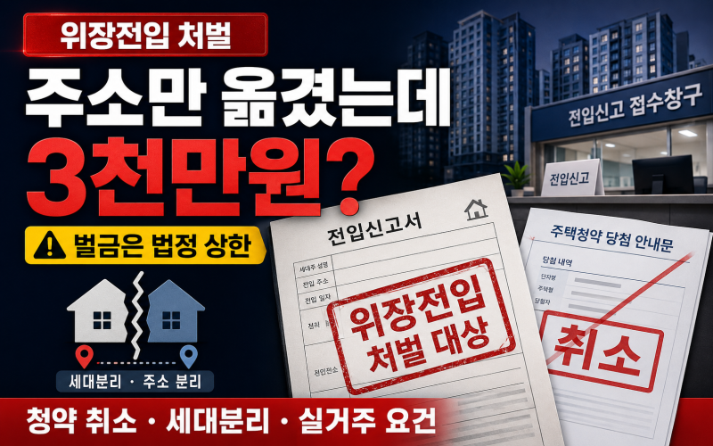 위장전입 처벌 벌금 3천만원? 청약 취소·세대분리·실거주 요건 총정리