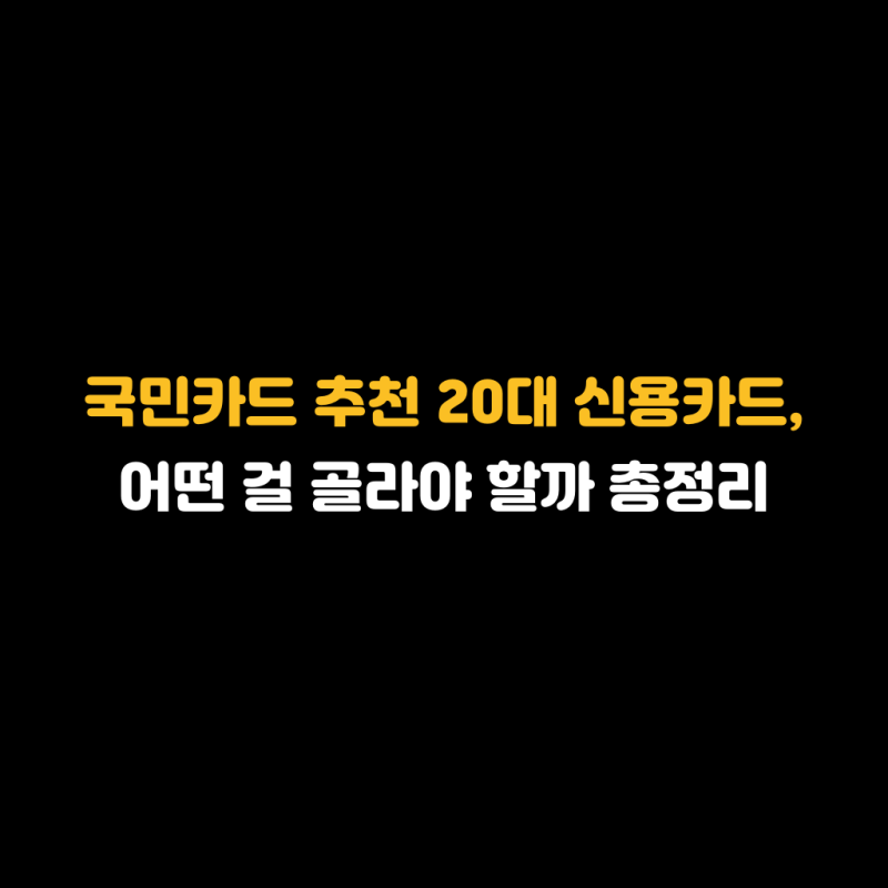 국민카드 추천 20대 신용카드, 어떤 걸 골라야 할까 총정리