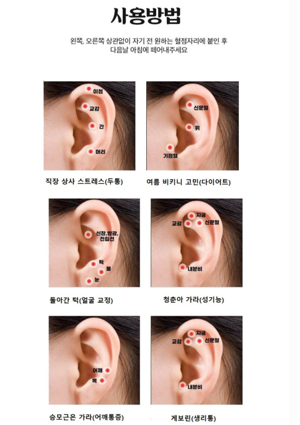 귀 혈자리 도움되는 귀지압패치 효과로 얼굴 붓기, 다이어트, 두통, 생리통까지 한 번에 잡기