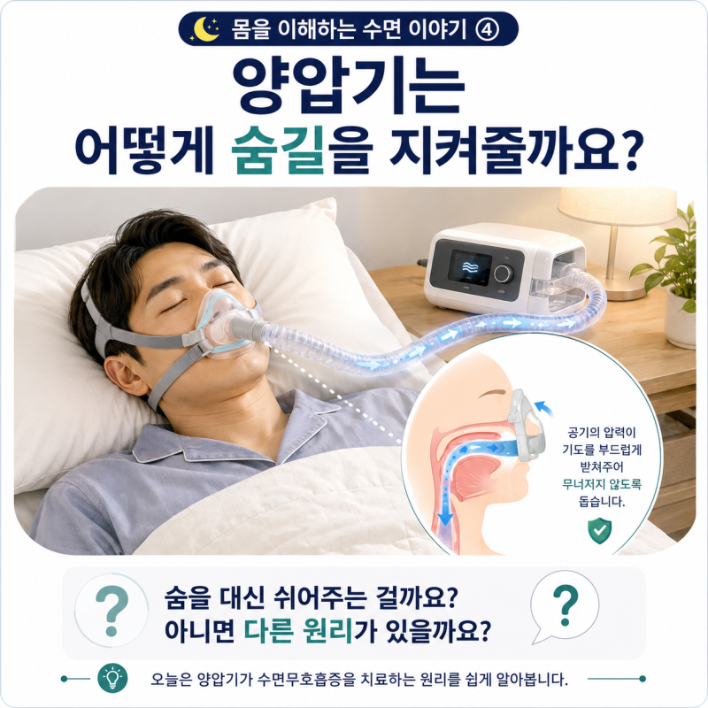 양압기는 어떻게 수면무호흡을 치료할까요?｜공기의 압력으로 숨길을 지키는 원리
