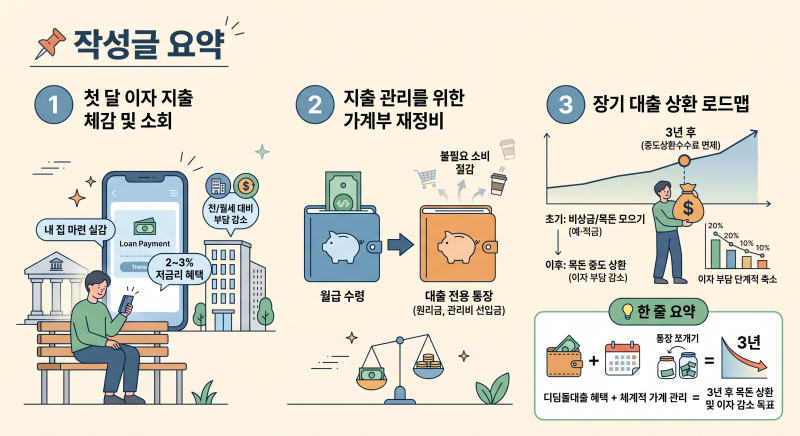 디딤돌대출 실제 실행 후기! 한 달 이자 체감과 현실적인 대출 상환 계획 (중도상환수수료 팁....