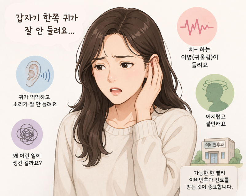 갑자기 한쪽 귀가 안 들린다면?돌발성 난청,!!.. 치료는 시간이 중요합니다.