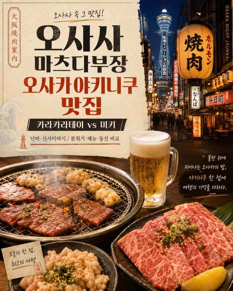 오사사 마츠다부장 오사카 야키니쿠 맛집｜카라카라테이 vs 미키 어디가 좋을까?