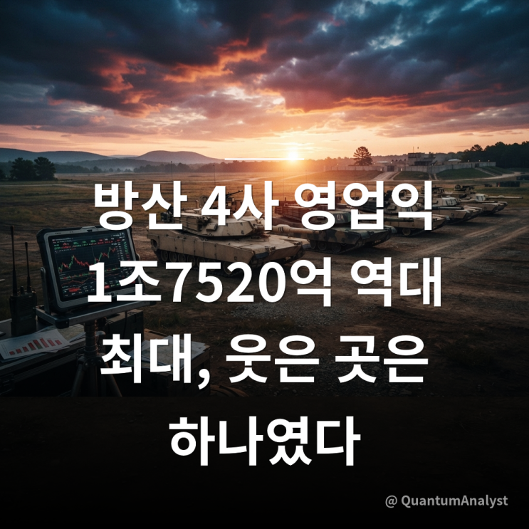 방산주 총정리 – 4사 <b>영업익</b> 1조7520억 역대 최대, <b>한화에어로</b> 1조3655....