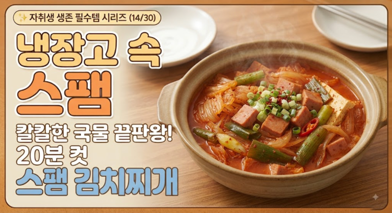 [자취요리 14탄] 칼칼하고 진한 국물의 정석! '스팸 김치찌개'