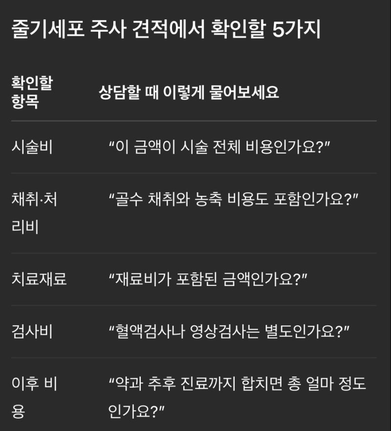 줄기세포 주사 비용, 자가·정맥 차이와 총비용 체크