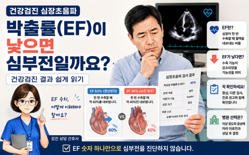 건강검진 심장초음파에서 박출률(EF)이 낮으면 심부전일까요? 건강검진 결과 쉽게 읽기