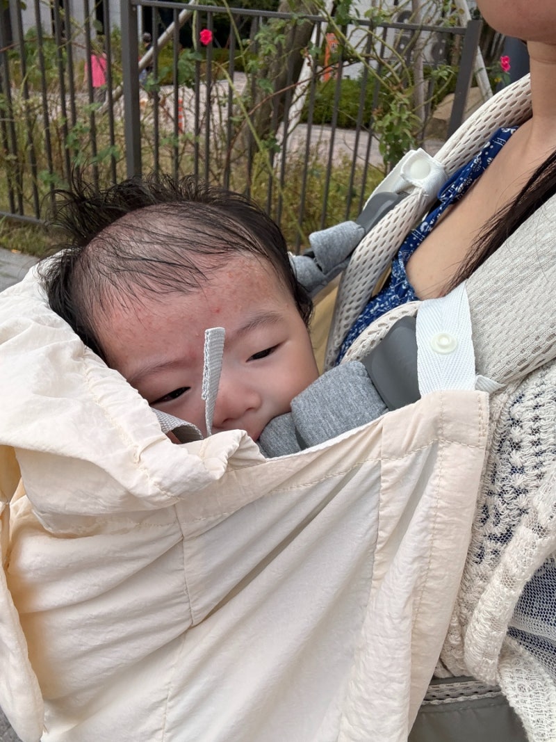 꿈비 아이스허그 아기띠 쿨링커버 실사용 후기｜태열 아기 여름 아기띠 외출, 세탁과 팬 조....