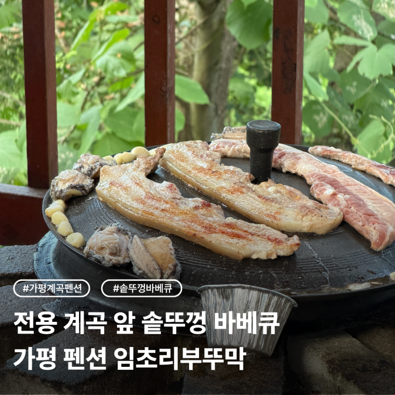 가평 아침고요수목원 근처 펜션 임초리부뚜막 전용계곡과 솥뚜껑 바베큐까지 촌캉스 제대로....