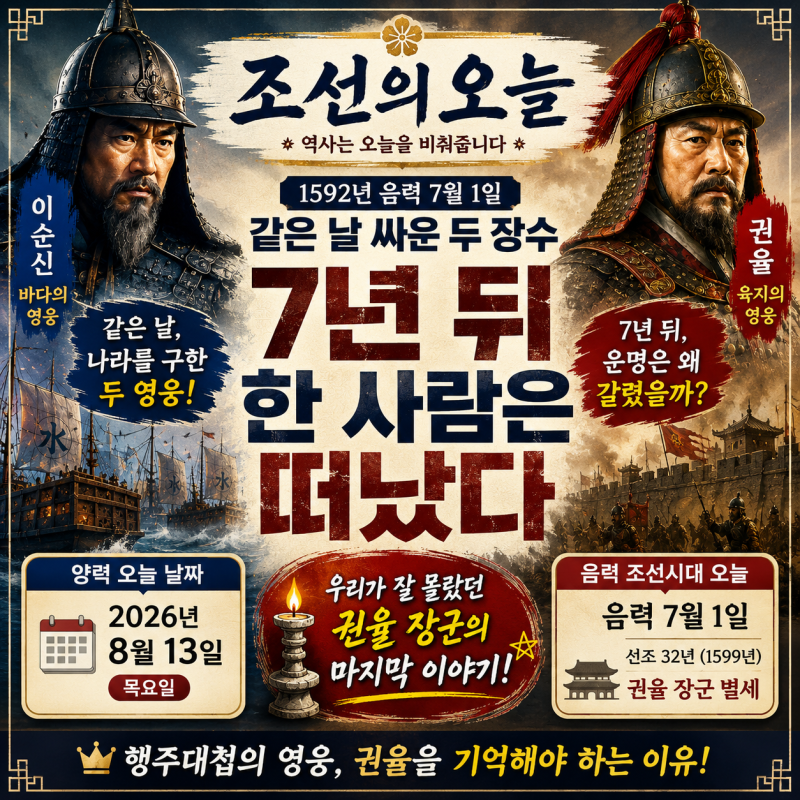 같은 날 나라를 위해서 목숨걸고 싸운 이순신과 권율, 두 영웅은 7년 뒤 운명이 갈렸다
