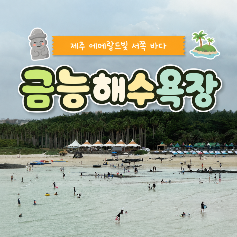 제주 금능해수욕장 아이와 수영하기 좋은 에메랄드빛 서쪽 바다