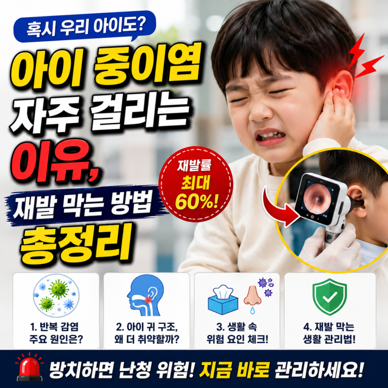아이 중이염 자주 걸리는 이유, 재발 막는 방법 총정리