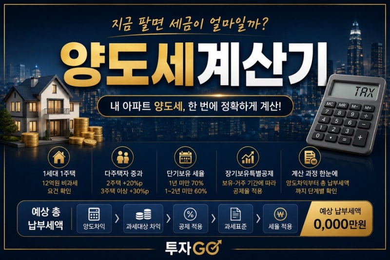 2026 양도세 계산기｜아파트 지금 팔면 세금 얼마? 직접 계산해보세요