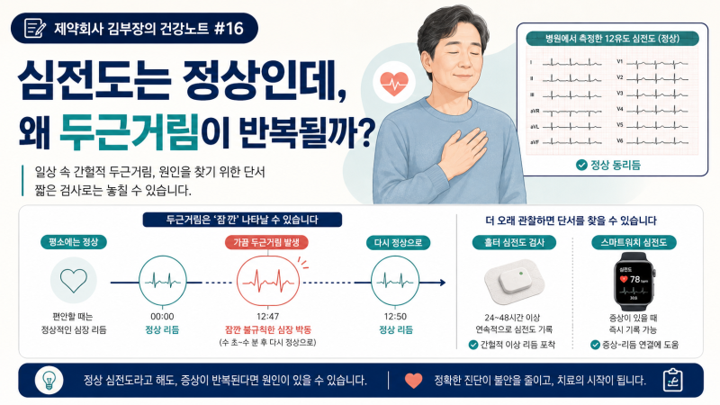 심전도는 정상인데, 왜 두근거림이 반복될까? 한 번의 심전도가 놓칠 수 있는 간헐성 부정맥....