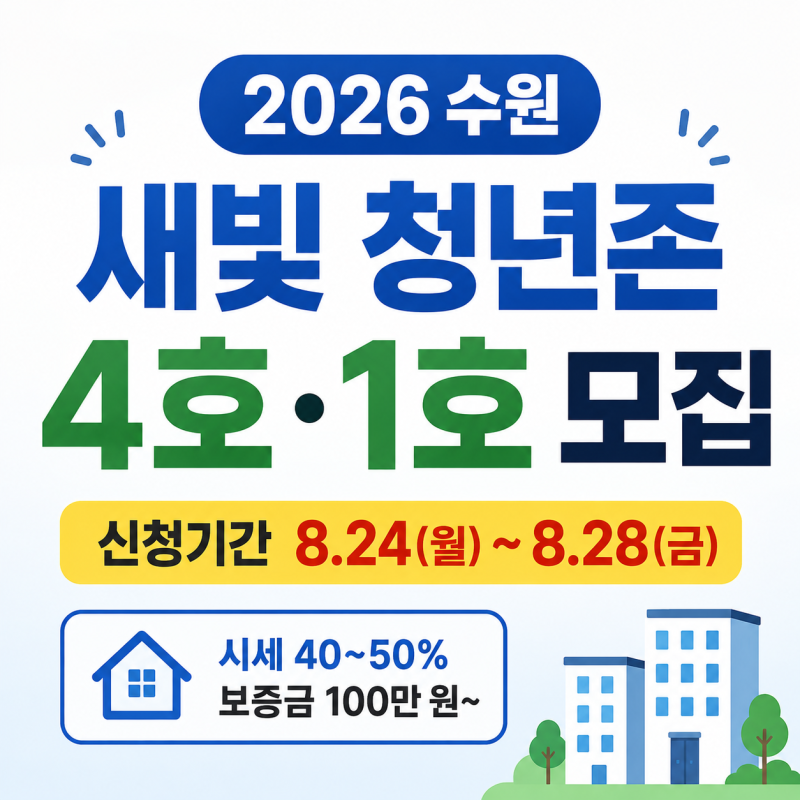 2026 수원 새빛 청년존 4호·1호 모집｜신청자격·보증금·월세·청약일정