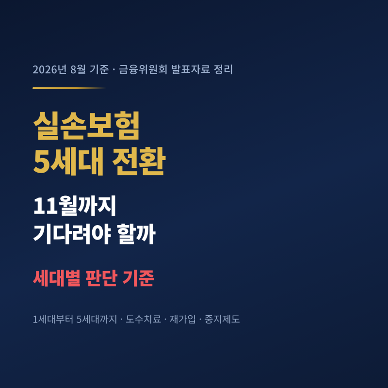실손보험 5세대 전환 11월까지 기다려야 할까 세대별 판단 기준