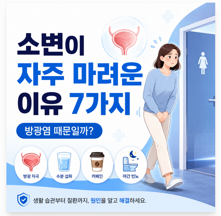 소변이 자주 마려운 이유 7가지, 방광염 때문일까?