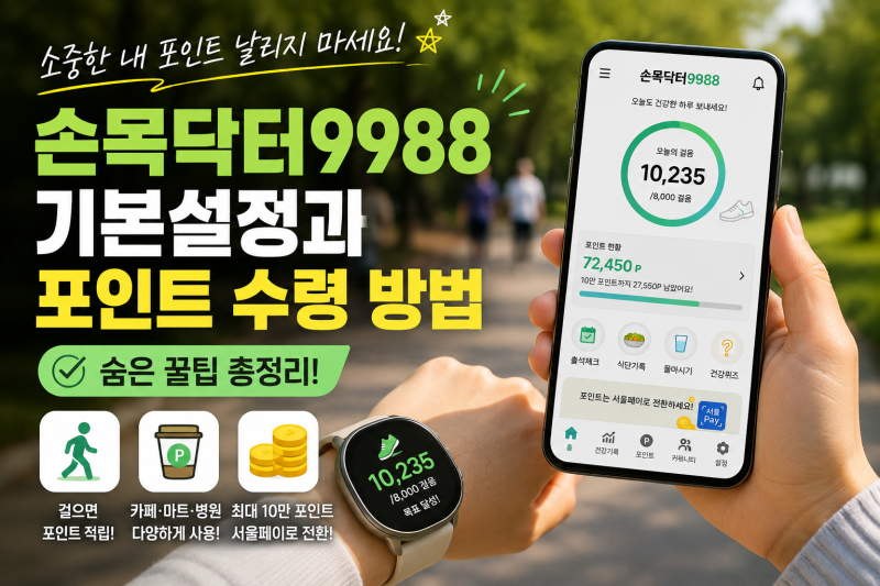 소중한 내 포인트 날리지 마세요! 손목닥터9988 기본설정과 포인트 수령 방법(+숨은 꿀팁 총정....