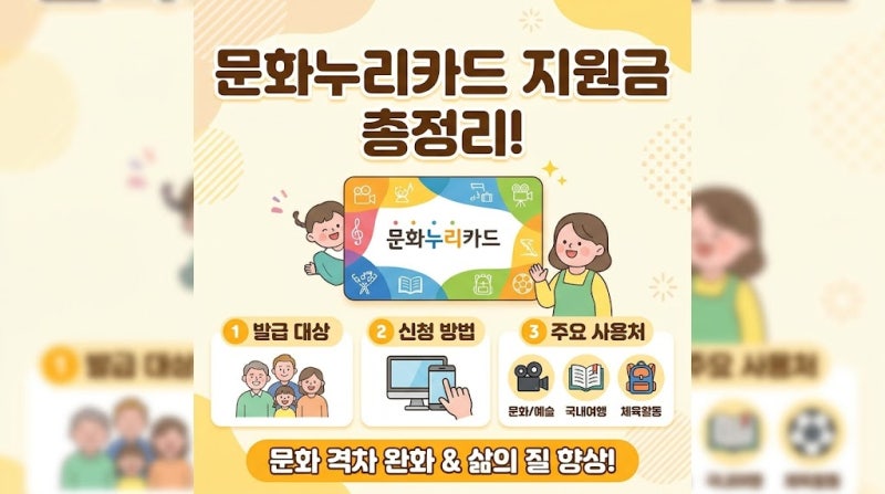 문화누리카드 지원금 신청 방법 발급 대상 및 주요 사용처 가맹점 총정리
