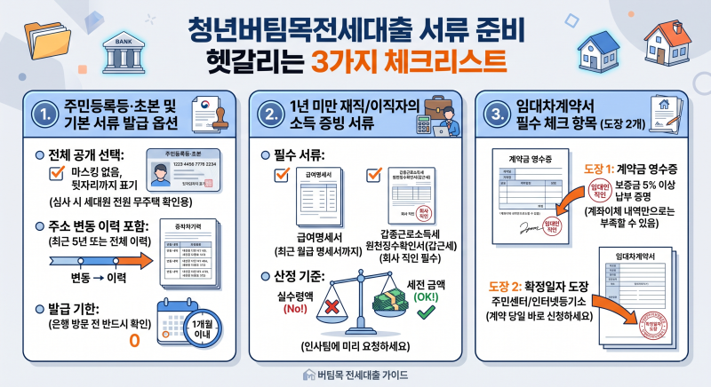 청년버팀목전세대출 서류 준비 팁! 직접 겪은 시행착오 3가지 (주민번호 마스킹, 이직자 소득....