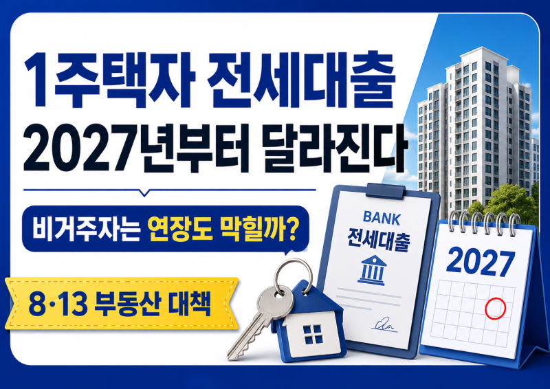 1주택자 전세대출 2027년부터 달라진다, 비거주자는 연장도 막힐까?