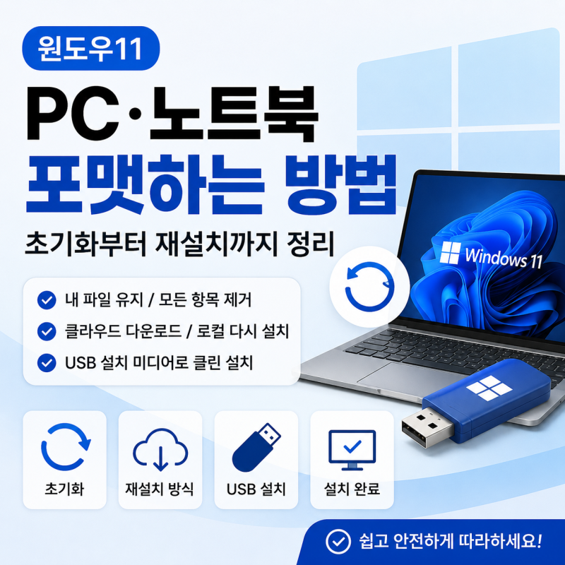 윈도우11 PC·노트북 포맷하는 방법, 초기화부터 재설치까지 정리
