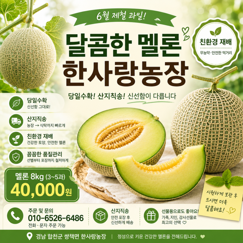 합천군 멜론 추천｜8월 제철 멜론, 한사랑농장에서 산지직송으로 만나보세요