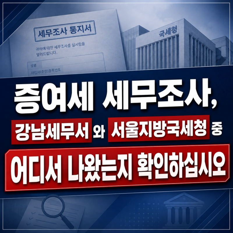 증여세 세무조사, 강남세무서와 서울지방국세청 중 어디서 나왔는지 확인하십시오