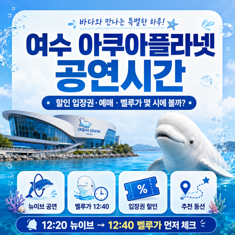 여수 아쿠아플라넷 공연시간 할인 입장권·예매, 벨루가 몇 시에 볼까?