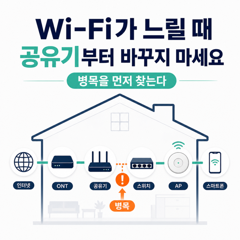 집 와이파이·인터넷이 느릴 때 확인 순서｜속도 측정부터 원인별 해결법까지