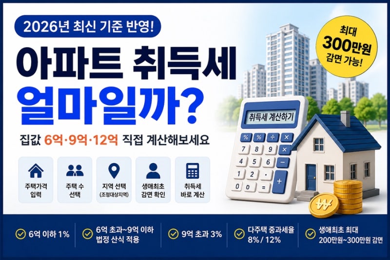 8.13 부동산 대책 최신 아파트 취등록세 계산기