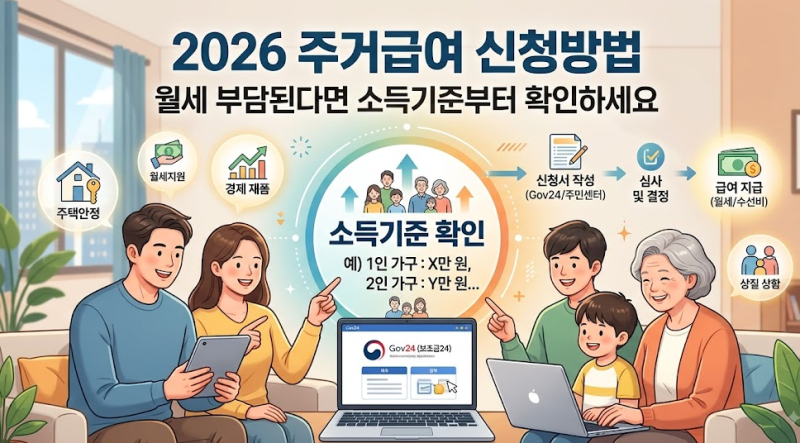 2026 주거급여 신청방법, 월세 부담된다면 소득기준부터 확인하세요