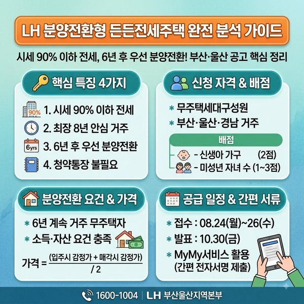 [부산·울산] 6년 살다 내 집으로? LH 분양전환형 든든전세주택 꼭 확인해야 할 4가지