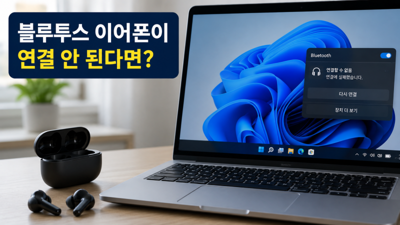 윈도우11 블루투스 이어폰 연결 안됨 해결, 순서대로 확인하세요