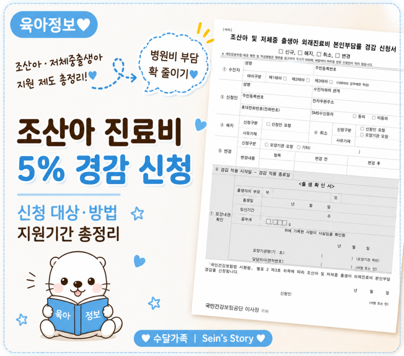 [육아정보] 조산아·저체중출생아 진료비 본인부담금 5% 경감 신청 꿀팁!
