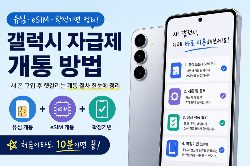 갤럭시 자급제 개통 방법｜유심·eSIM·확정기변까지 한 번에 정리