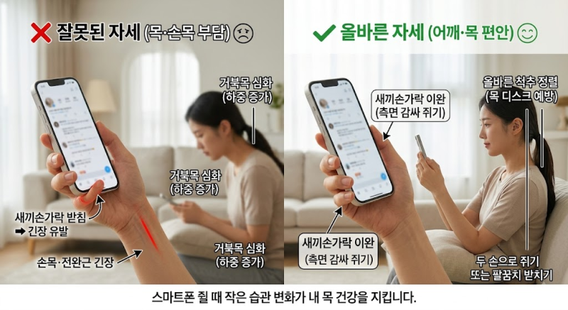 스마트폰 아래에 '새끼손가락' 대고 보는 분들, 지금 어깨 한번 눌러보세요