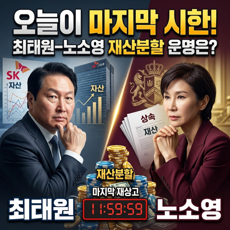 <b>최태원</b> 노소영 <b>재산분할</b>, 오늘이 마지막 <b>재상고</b> 시한