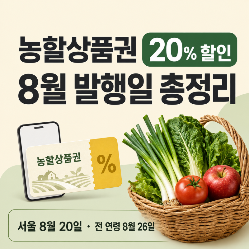 서울 농할상품권 20% 할인 구매 방법｜8월 20일 고령자 먼저, 사용처 확인까지