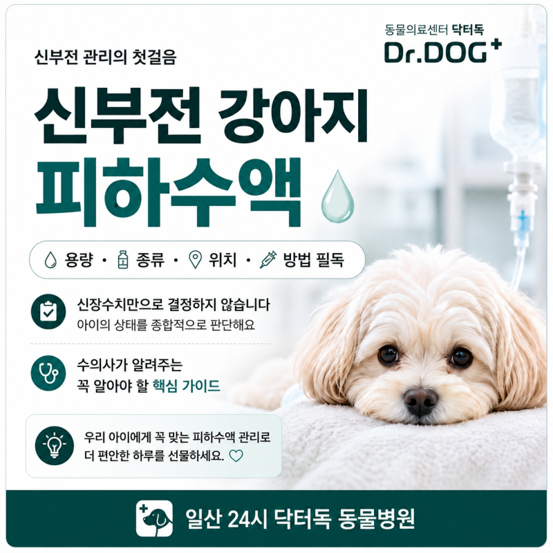 신부전 강아지 피하수액 용량 종류 위치 방법 필독｜일산 24시 닥터독 동물병원