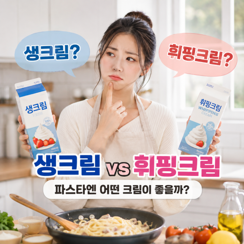생크림 휘핑크림 차이 총정리｜파스타·케이크에는 어떤 크림을 써야 할까?