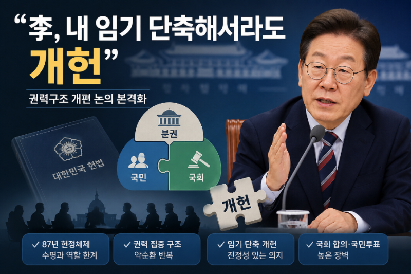 내 임기 단축해서라도 개헌” 이재명 대통령 발언, 정치권에 던진 핵심 신호는?