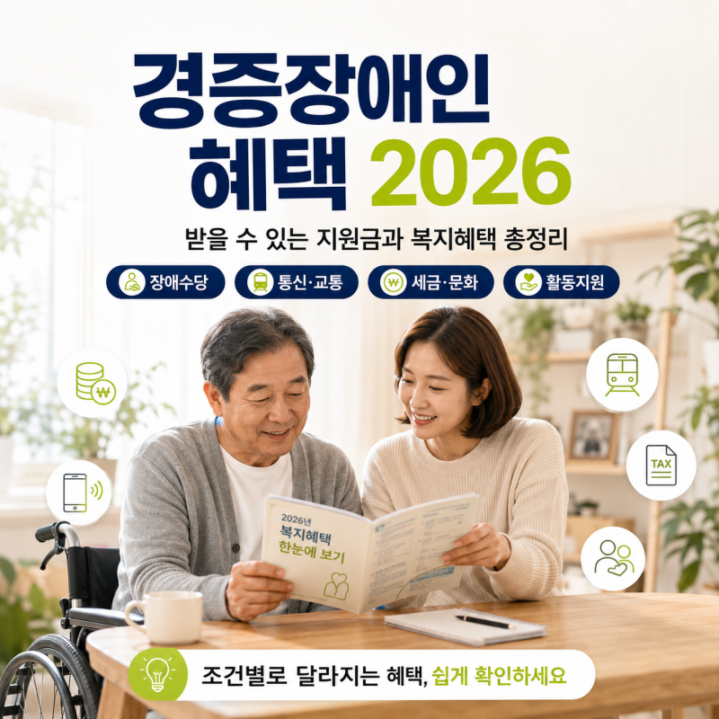 경증장애인 2026, 받을 수 있는 지원금과 복지혜택 총정리
