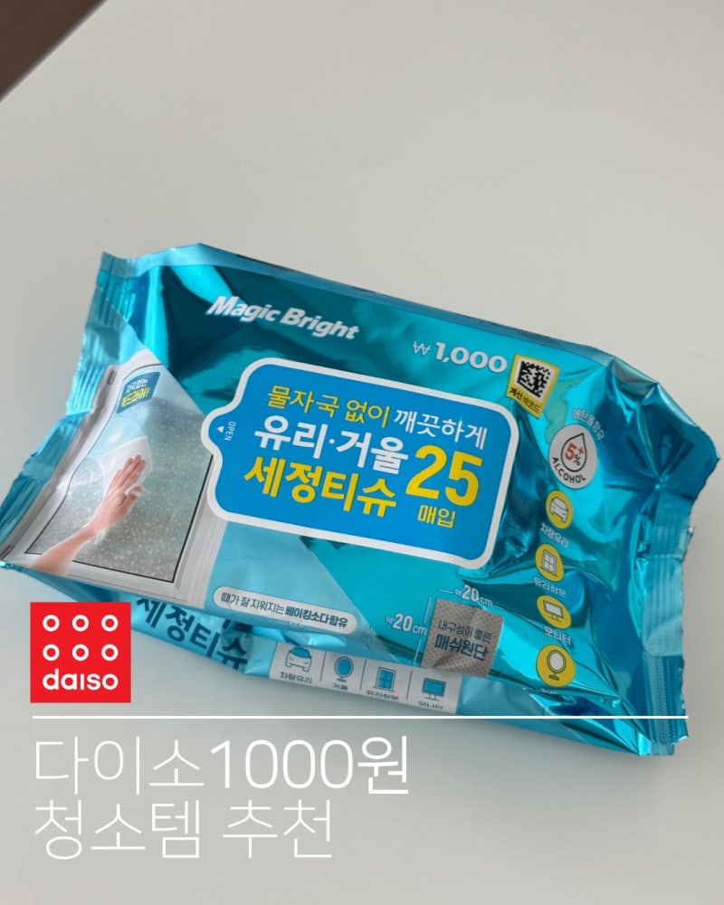 다이소 추천템 유리 거울 손자국 싹!유리거울 세정티슈 (feat. 1,000원)