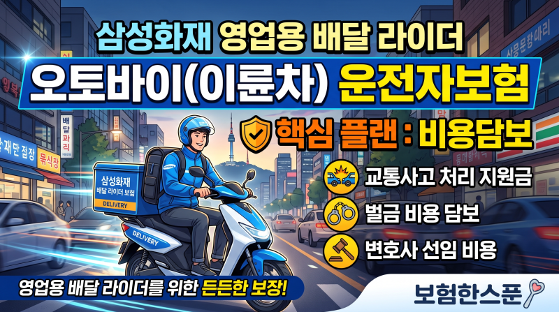삼성화재 영업용 배달대행,퀵서비스 라이더 오토바이(이륜차) 운전자보험 비용담보 핵심 플....