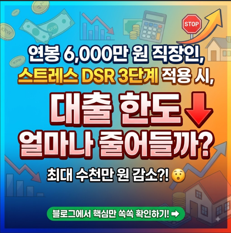 연봉 6,000만 원 직장인, 스트레스 DSR 3단계 적용되면 대출 한도 얼마나 줄어들까?