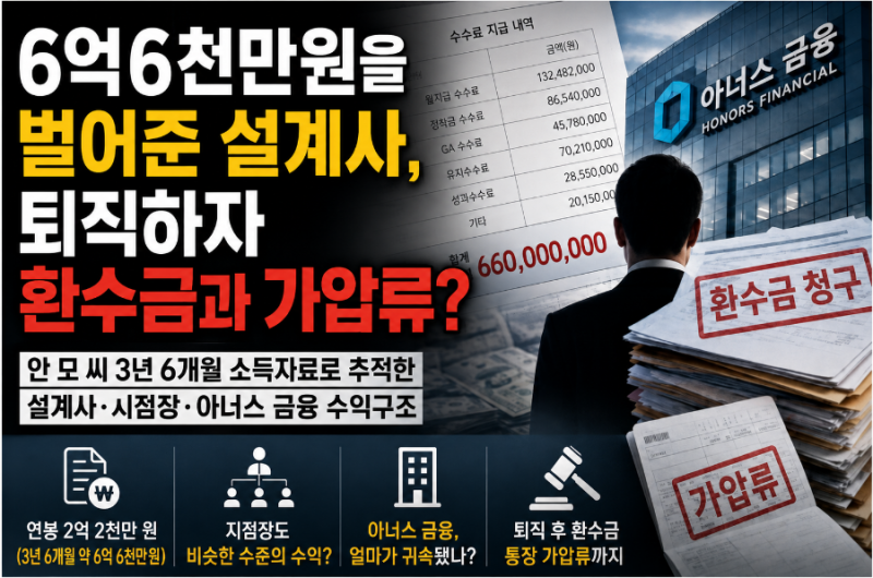 설계사의 고충 3년간 6억6천만 원의 소득, 그 돈은 어디로 갔나실제 소득자료로 들여다본 보....
