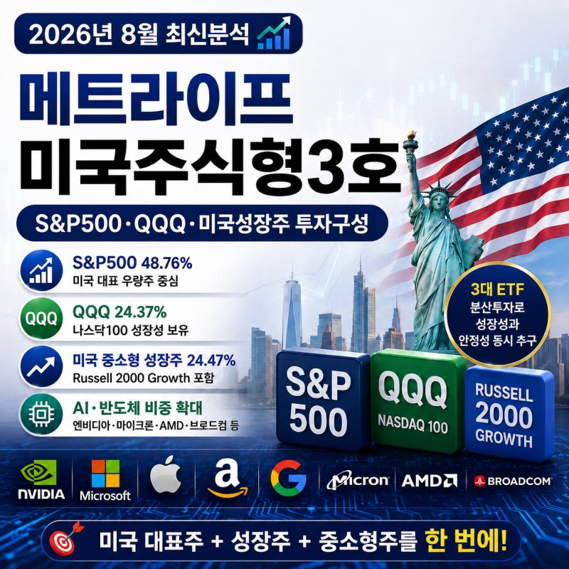 [메트라이프 미국주식형3호] 2026년 8월 최신분석｜S&P500·QQQ·미국성장주 투자구성